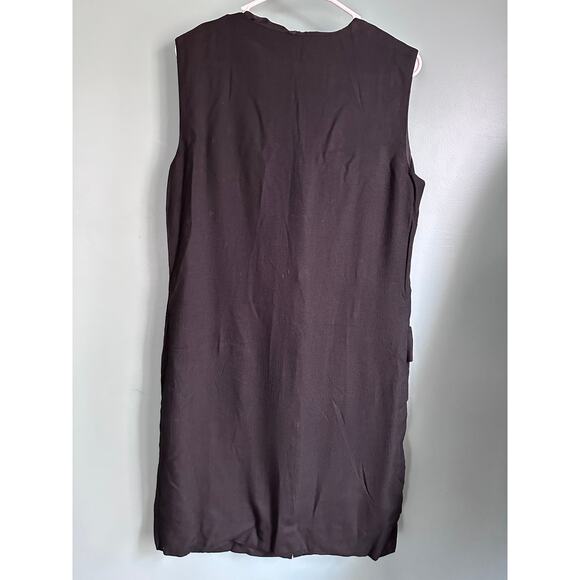 Vintage Midi Long Black Button Down Vest Blouse - Picture 3 of 3